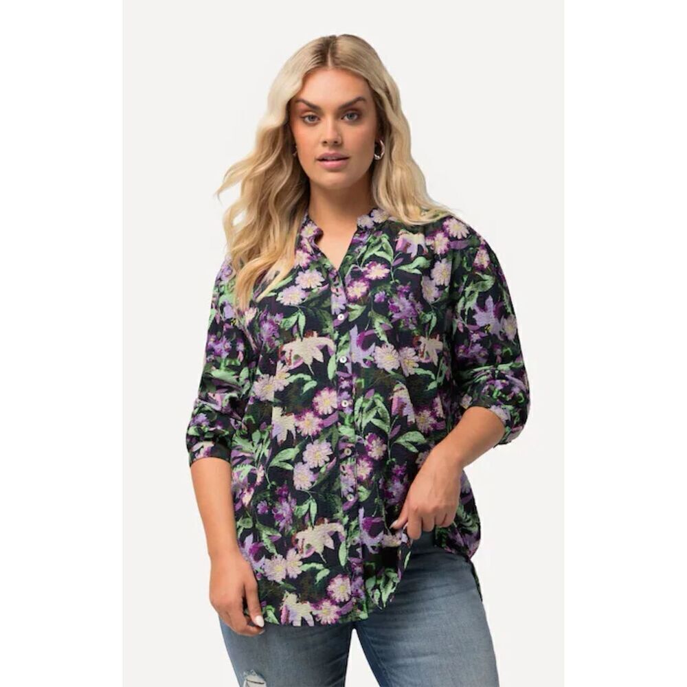 ✨ULLA POPKEN BUTTON DOWN FLORAL PLEADED SZ 16/18 BLOUSE✨